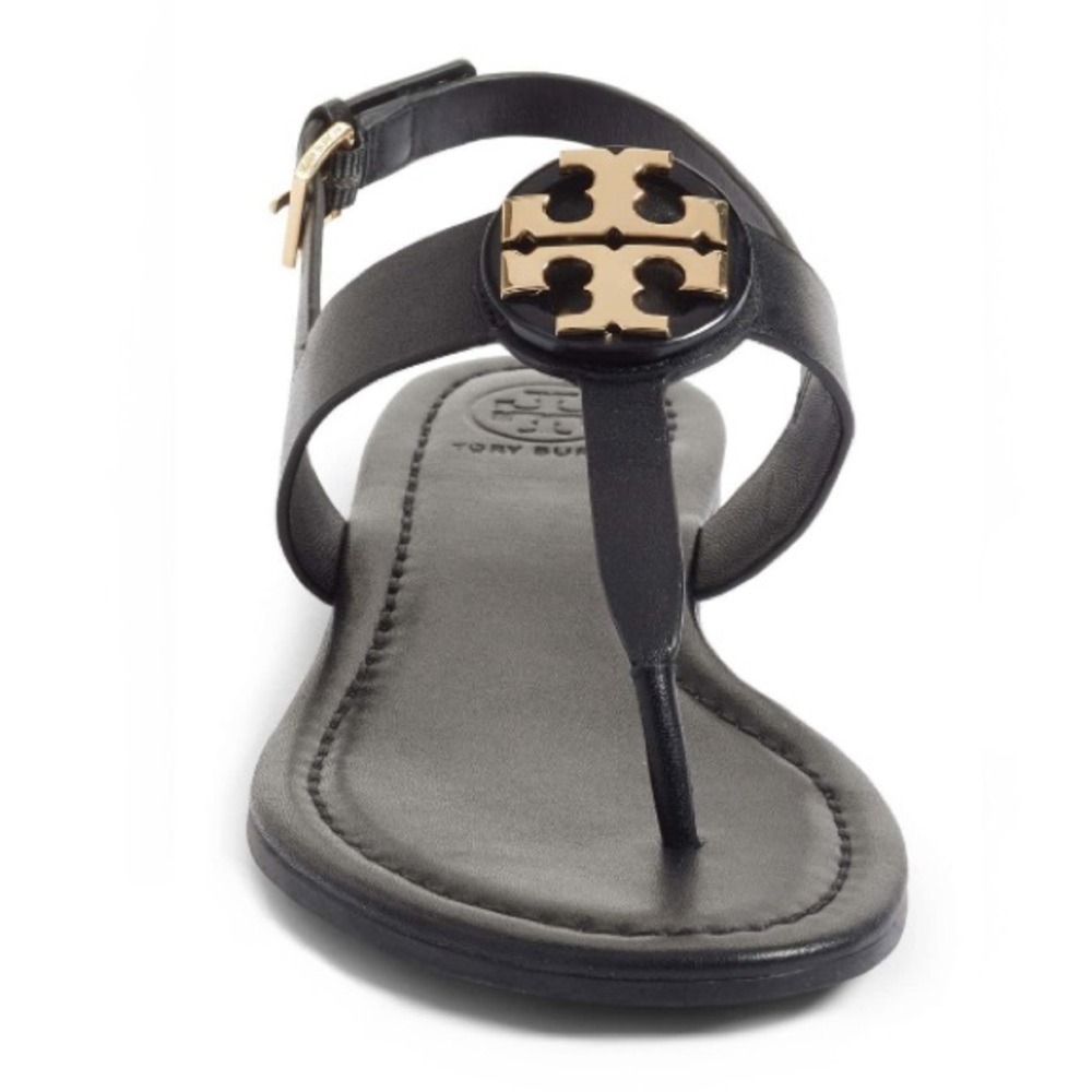 Tory Burch Claire Leather Flat Thong Sandal Black - Picture 2 of 15